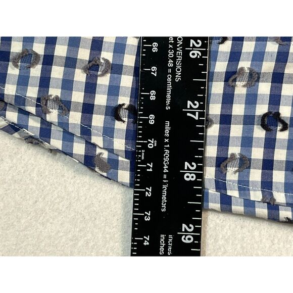 Tallia Slim Fit 15 1/2 32/33 Blue Checkered 3D Flip Cuff Button Down Shirt - Picture 9 of 9